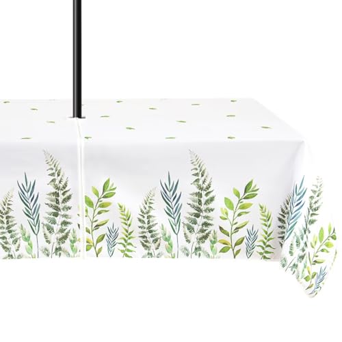 Youleyar Outdoor-Tischdecke mit Schirmloch und Reißverschluss, 152,4 x 213,3 cm, bedrucktes Blattmuster, Frühling/Sommer, Tischdecke, wasserdicht, rechteckig, Tischdecke für Picknick, Party, Terrasse, Youleyar Outdoor-Tischdecke mit Schirmloch und Reißverschluss, 152,4 x 213,3 cm, bedrucktes Blattmuster, Frühling/Sommer, Tischdecke, wasserdicht, rechteckig, Tischdecke für Picknick, Party, Terrasse, von Youleyar