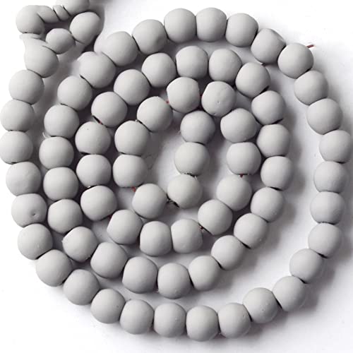 4–8 mm große runde Perlen aus Naturstein, grau, matt, matt, poliert, Häma, Gummi, Abstandhalter, lose Perlen für Schmuckherstellung, DIY-Armbänder von Youllyuu