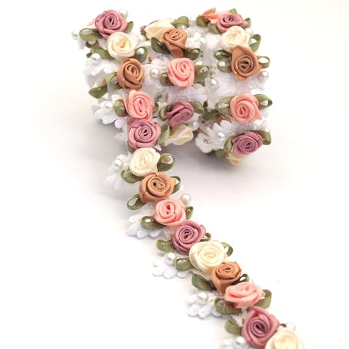 Youmeizer Spitzenband mit Perlenrosen, bestickt, Vintage-Band, Breite 3 cm, für DIY, Nähen, Basteln, Dekoration, Handwerk, Geschenk, Dekoration, 91 cm Youmeizer Spitzenband mit Perlenrosen, bestickt, Vintage-Band, Breite 3 cm, für DIY, Nähen, Basteln, Dekoration, Handwerk, Geschenk, Dekoration, 91 cm von Youmeizer