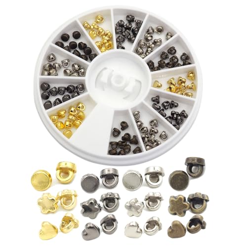 Youmeizer Super Mini-Schaftknöpfe und super kleine Metallanhänger, 3 mm Durchmesser, für Bastelarbeiten, Nähen, Puppenkleidung, Zubehör, klein, Projektherstellung (4 Farben gemischt), 120 Stück von Youmeizer