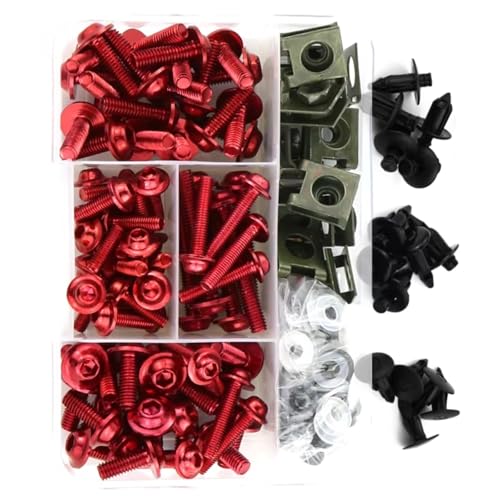 Kompatibel Mit CBR600RR Für CBR1000RR Motorradschrauben Schrauben Unterlegscheiben Klemmen Verkleidungsschraubensatz Motorrad Schraubenset(Red) von Youmero