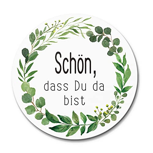 120 pcs Aufkleber Schön dass du da bist, Sticker für Hochzeit, Geburtstag und andere Feste, Rund 4cm Durchmesser (Grüne Blätter 1) von YoungRich