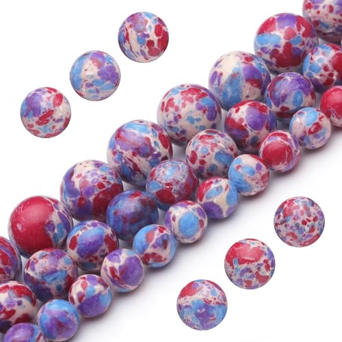 Youngbling Natürliche Edelsteinperlen für Schmuckherstellung, 10 mm, blau-violett, imperialer Jaspis, poliert, rund, glatte Steinperlen, echte echte Steinperlen, rote Perlen für Armband, Halskette, Youngbling Natürliche Edelsteinperlen für Schmuckherstellung, 10 mm, blau-violett, imperialer Jaspis, poliert, rund, glatte Steinperlen, echte echte Steinperlen, rote Perlen für Armband, Halskette, von Youngbling