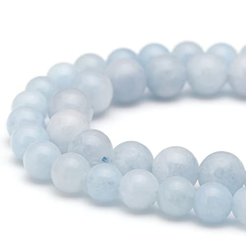 Youngbling Natürliche Edelsteinperlen für die Schmuckherstellung, 6 mm, Aquamarin, polierte, runde glatte Steinperlen, echte echte Steinperlen für Armband, Halskette, 38,1 cm (Aquamarin, 6 mm) von Youngbling