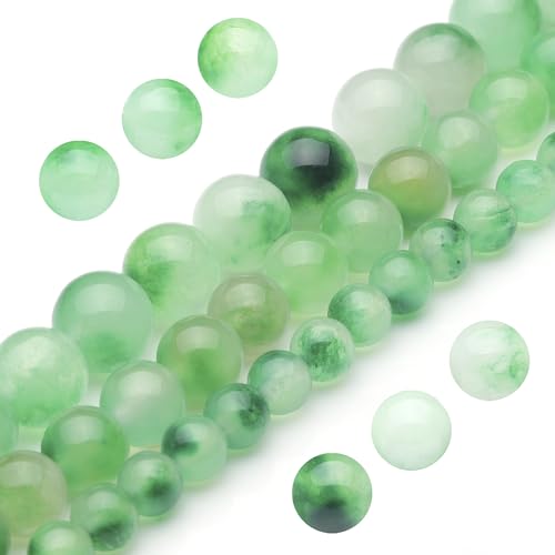 Youngbling Natürliche Edelsteinperlen zur Schmuckherstellung, 8 mm, grüne Blume, Jade, poliert, rund, glatte Steinperlen, echte echte Steinperlen für Armband, Halskette, 38,1 cm Youngbling Natürliche Edelsteinperlen zur Schmuckherstellung, 8 mm, grüne Blume, Jade, poliert, rund, glatte Steinperlen, echte echte Steinperlen für Armband, Halskette, 38,1 cm von Youngbling