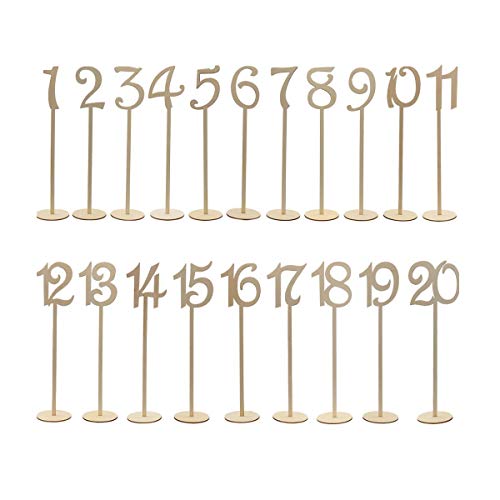Youngine 20 Holztisch Zahlen mit Halter Basis für Hochzeitsbankett Party Table Home Geburtstag Dekoration (Hoch) von Youngine