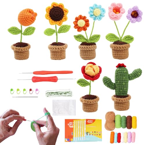 Youngwier -Blumen-Häkelset - Blumenstrickhandwerk - Bastelbedarf mit weichen Garnen für Freundinnen, erfahrene Strickerinnen, Mütter und Anfänger von Youngwier