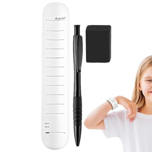 Youngwier Handgelenksnotiz, Handgelenk Memo Pad - Tragbares Armband Notizblock mit Stift und Radiergummi | Wiederverwendbares Silikon -Armband für Planer -Aufgaben Arbeit Reminder Fitness Tracking von Youngwier
