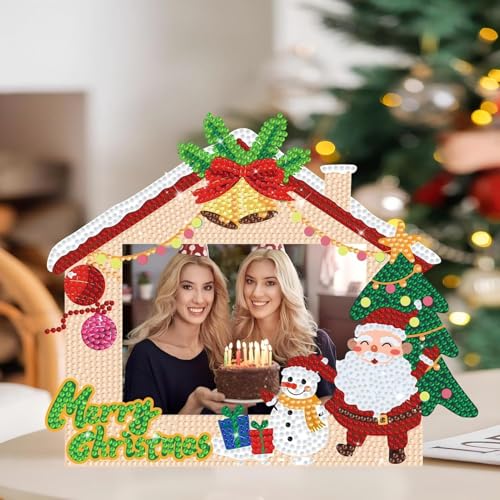 Diamond Painting Weihnachten Bilderrahmen Weihnachtsdeko Diamant Painting Fotorahmen Bastelset 5D DIY Diamond Painting Basteln Kits für Bilderrahmen Diamant Kunst Fotohalter Photo Booth Rahmen (D) von Youning