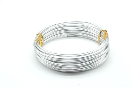 Yountiger Aluminiumdraht, Drahtanker, biegbarer Metall-Basteldraht für Puppen, Skelett, DIY Handwerk (9 Gauge(3 mm), Silber) von Yountiger