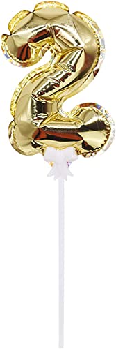 Desserts Dekoration, Kuchen Zutaten 1 Stück 15,2 cm Folien-Zahlenballon-Kuchenaufsatz, automatischer aufblasbarer Ballon, alles Gute for Geburtstag, Kuchendekoration for Kinder (Farbe: Gold 7) (Size von YoupO