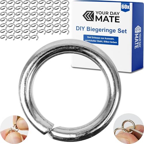 DIY Biegeringe, Ø 6 mm innen, 60 Stück, veredelter Stahl, Silber-farben, Metallringe Schmuckherstellung, O-Ring Schlüsselanhänger, Anhänger Schlüssel, offene Kettenringe Armband, Rundspaltringe Ösen DIY Biegeringe, Ø 6 mm innen, 60 Stück, veredelter Stahl, Silber-farben, Metallringe Schmuckherstellung, O-Ring Schlüsselanhänger, Anhänger Schlüssel, offene Kettenringe Armband, Rundspaltringe Ösen von Your Day Mate
