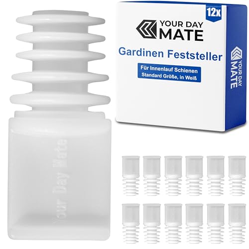 Gardinen Endfeststeller, 12 Stück, in Weiß, aus Kunststoff, für 5-10 mm Nutbreite oder min. 8 x 8 mm Laufkammer, Endstopfen für Schienensystem mit Innenlauf, Endfeststeller Stopper Gardine Schiene Gardinen Endfeststeller, 12 Stück, in Weiß, aus Kunststoff, für 5-10 mm Nutbreite oder min. 8 x 8 mm Laufkammer, Endstopfen für Schienensystem mit Innenlauf, Endfeststeller Stopper Gardine Schiene von Your Day Mate