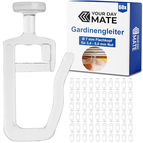 Gardinengleiter für Innenlaufschienen, 60 Stück, mit Ø 7 mm Flachkopf, in Klar, Faltengleiter für Vorhangschiene, Gardinenschiene, Vorhang Rollgleiter Kräuselband Haken, Gardine Gleiter Schiene System Gardinengleiter für Innenlaufschienen, 60 Stück, mit Ø 7 mm Flachkopf, in Klar, Faltengleiter für Vorhangschiene, Gardinenschiene, Vorhang Rollgleiter Kräuselband Haken, Gardine Gleiter Schiene System von Your Day Mate