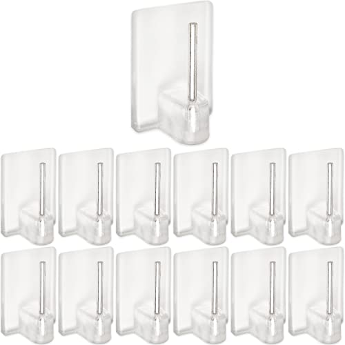 Gardinenstangen Klebehaken, 12 Stück, in Transparent, selbstklebende Haken mit 24 x 16 mm, für Fensterrahmen, Glas, Fliese, Tür, Vorhanghaken Stange, Gardinenhalter Fenster, Vitrastange Fensterhaken von Your Day Mate