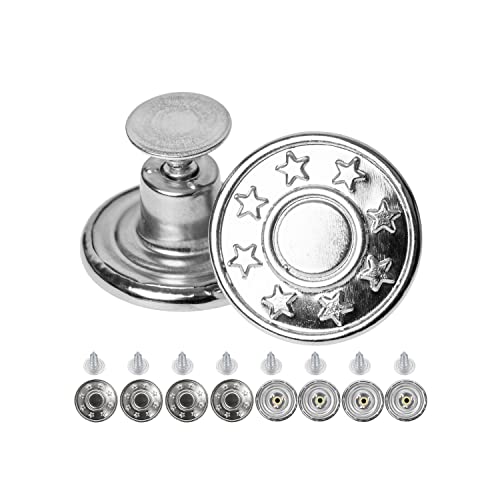 Hosen Ersatz Knöpfe zum Vernieten, 8 Pack, Ø 17 mm Messing Jeansknöpfe, Silber-farben, Jeans Button mit Nieten, Jeans Knopf zum Einschlagen, Metall Hosenknopf, Hose weiter machen, Hosenknöpfe robust Hosen Ersatz Knöpfe zum Vernieten, 8 Pack, Ø 17 mm Messing Jeansknöpfe, Silber-farben, Jeans Button mit Nieten, Jeans Knopf zum Einschlagen, Metall Hosenknopf, Hose weiter machen, Hosenknöpfe robust von Your Day Mate
