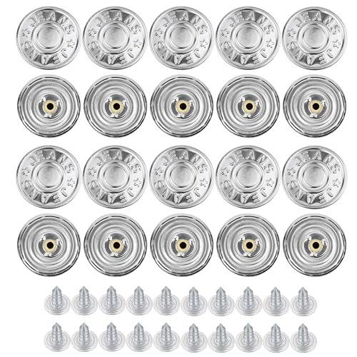 Hosen Ersatz Knöpfe zum Vernieten, Ø 14 mm Messing Jeansknöpfe, 20 Pack, Silber-farben, Jeans Knöpfe mit Nieten, Jeans Knopf zum Einschlagen, Metall Hosenknopf, Hose weiter machen, Hosenknöpfe Metall Hosen Ersatz Knöpfe zum Vernieten, Ø 14 mm Messing Jeansknöpfe, 20 Pack, Silber-farben, Jeans Knöpfe mit Nieten, Jeans Knopf zum Einschlagen, Metall Hosenknopf, Hose weiter machen, Hosenknöpfe Metall von Your Day Mate