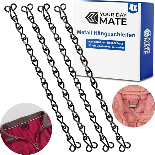 Jacken Aufhänger Schlaufen Set, 4 Stück, in Schwarz, aus Metall, zum Annähen, stabile Metallkette mit Ösen Augen, Reparatur Mantelaufhänger, Mantelketten, Ersatz Mantel Anhänger, Anorak Haken Schleife Jacken Aufhänger Schlaufen Set, 4 Stück, in Schwarz, aus Metall, zum Annähen, stabile Metallkette mit Ösen Augen, Reparatur Mantelaufhänger, Mantelketten, Ersatz Mantel Anhänger, Anorak Haken Schleife von Your Day Mate