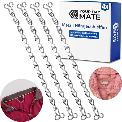 Jacken Aufhänger Schlaufen Set, 4 Stück, in Silbern, aus Metall, zum Annähen, stabile Metallkette mit Ösen Augen, Reparatur Mantelaufhänger, Mantelketten, Ersatz Mantel Anhänger, Anorak Haken Schleife Jacken Aufhänger Schlaufen Set, 4 Stück, in Silbern, aus Metall, zum Annähen, stabile Metallkette mit Ösen Augen, Reparatur Mantelaufhänger, Mantelketten, Ersatz Mantel Anhänger, Anorak Haken Schleife von Your Day Mate
