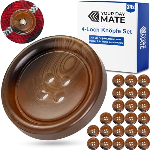 Knöpfe für Bekleidung, 24 Stück, 4-Loch, Ø 22,7 mm, in Braun, aus Polyester, Größe 36L, Harzknöpfe für Jacke, Mantel, Anorak, Wintermantel, Winterjacke, DIY Knopf Kunstharz, Wäscheknöpfe, Bastelknöpfe Knöpfe für Bekleidung, 24 Stück, 4-Loch, Ø 22,7 mm, in Braun, aus Polyester, Größe 36L, Harzknöpfe für Jacke, Mantel, Anorak, Wintermantel, Winterjacke, DIY Knopf Kunstharz, Wäscheknöpfe, Bastelknöpfe von Your Day Mate