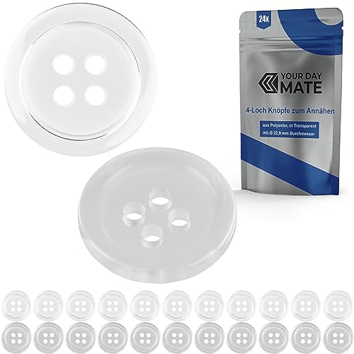 Knöpfe für Bekleidung, 24 Stück, 4-Loch, Ø 22,9 mm, Transparent, aus Polyester, Größe 36L, Harzknöpfe für Jacke, Mantel, Hemd, Poloshirt, DIY Knopf Kunstharz, Wäscheknöpfe, Basis Button, Bastelknöpfe Knöpfe für Bekleidung, 24 Stück, 4-Loch, Ø 22,9 mm, Transparent, aus Polyester, Größe 36L, Harzknöpfe für Jacke, Mantel, Hemd, Poloshirt, DIY Knopf Kunstharz, Wäscheknöpfe, Basis Button, Bastelknöpfe von Your Day Mate