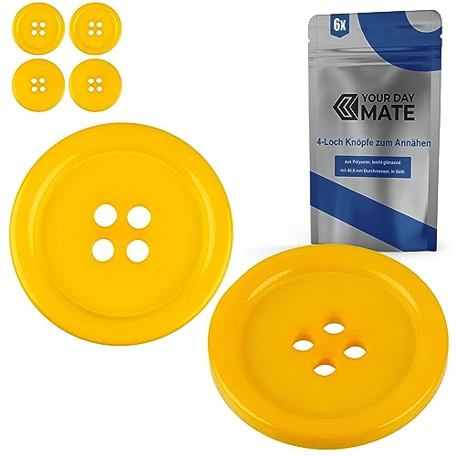 Knöpfe für Bekleidung, 6 Stück, 4-Loch, Ø 40,6 mm, in Gelb, aus Polyester, Größe 64L, Harzknöpfe für Jacke, Mantel, Hemd, Poloshirt, DIY Knopf Kunstharz, Wäscheknöpfe, Basis Button, Bastelknöpfe Knöpfe für Bekleidung, 6 Stück, 4-Loch, Ø 40,6 mm, in Gelb, aus Polyester, Größe 64L, Harzknöpfe für Jacke, Mantel, Hemd, Poloshirt, DIY Knopf Kunstharz, Wäscheknöpfe, Basis Button, Bastelknöpfe von Your Day Mate