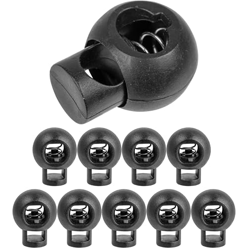 Kordel Stopper, 1-Loch, 10 Stück, Schwarz, für bis Ø 7 mm Kordeln, Band Klemme Jacke, Bekleidung, Rucksack, Gummikordel Stopper, Schnellverschluss Schnürsenkel, Schnur Rutsche, Tanka Kordelstopper von Your Day Mate