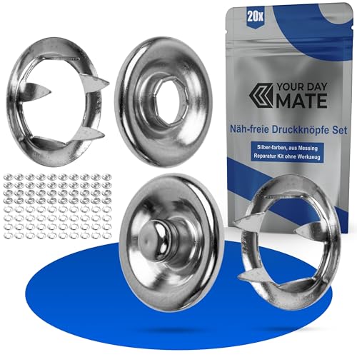 Näh-freie Druckknöpfe Set, Ø 18 mm aussen, 20 Paare, in Silber, aus Messing, Kit ohne Zange, Druckknopf für Bekleidung, Bastelarbeiten, DIY Projekt, Zackenring Druck Knopf, Reparatur Knöpfe Nähzubehör Näh-freie Druckknöpfe Set, Ø 18 mm aussen, 20 Paare, in Silber, aus Messing, Kit ohne Zange, Druckknopf für Bekleidung, Bastelarbeiten, DIY Projekt, Zackenring Druck Knopf, Reparatur Knöpfe Nähzubehör von Your Day Mate