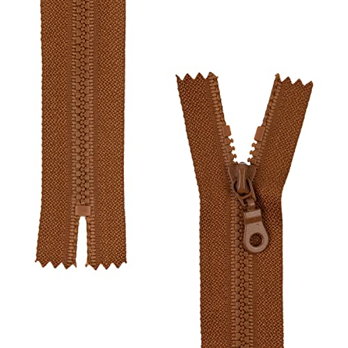 Nicht teilbarer Reißverschluss, 2 Stück, 15 cm Schienenlänge, in Braun, #3 RV Größe, 4,5 mm Schienenbreite, 30 mm Bandbreite, Ersatz Reissverschluss Kunststoff, Kunststoffreissverschluss # 3 Grösse von Your Day Mate