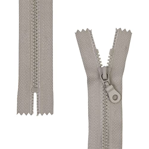 Nicht teilbarer Reißverschluss, 2 Stück, 15 cm Schienenlänge, in Grau, #3 RV Größe, 4,5 mm Schienenbreite, 30 mm Bandbreite, Ersatz Reissverschluss Kunststoff, Kunststoffreissverschluss # 3 Grösse von Your Day Mate