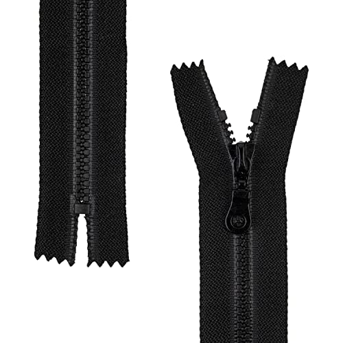Nicht teilbarer Reißverschluss, 2 Stück, 25 cm Schienenlänge, in Schwarz, #3 RV Größe, 4,5 mm Schienenbreite, 30 mm Bandbreite, Ersatz Reissverschluss Kunststoff, Kunststoffreissverschluss # 3 Grösse von Your Day Mate
