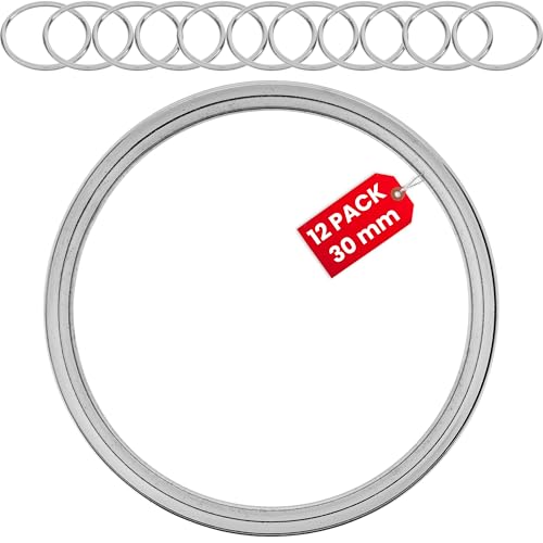 O-Ringe aus Metall, 12 Stück, mit Ø 30 mm Innendurchmesser, Silber-farben, 2,2 mm starker Ring, O Ring geschlossen ohne Öffnung, ORinge aus vernickeltem Stahl, nicht offen Metallring Schnalle Gurtband O-Ringe aus Metall, 12 Stück, mit Ø 30 mm Innendurchmesser, Silber-farben, 2,2 mm starker Ring, O Ring geschlossen ohne Öffnung, ORinge aus vernickeltem Stahl, nicht offen Metallring Schnalle Gurtband von Your Day Mate
