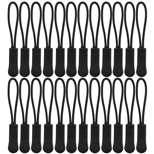 Reißverschluss Anhänger zum Einfädeln, 24 Stück, in Schwarz, Größe 61 x 9 mm, Nylon Ersatzzipper zur Reparatur, Reißverschluss Zipper, Reißverschluss Schieber für Sportbekleidung, Rucksack, Tasche von Your Day Mate