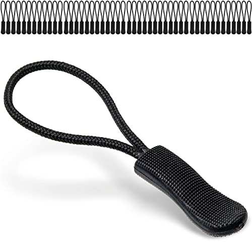Reißverschluss Anhänger zum Einfädeln, 48 Stück, in Schwarz, Größe 61 x 9 mm, Nylon Ersatzzipper zur Reparatur, RV Kleidung Zipper, Reissverschluss Schieber für Sportbekleidung, Rucksack, Tasche von Your Day Mate