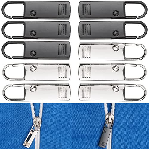 Reißverschluss Anhänger zur Reparatur, 10 Pack, aus Metall, je 5 x schwarz + Silber, Ersatz Zipper für Reißverschluss, Reißverschluss Schieber für Mantel, Koffer, Jeans, Tasche, Rv Puller Laschen von Your Day Mate