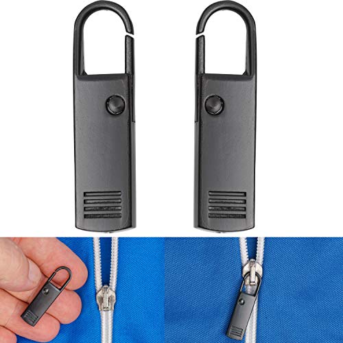Reißverschluss Anhänger zur Reparatur, 2 Stück, aus Metall, in Schwarz, Ersatz Zipper für Reissverschluss, RV Schieber für Mantel, Koffer, Jeans, Tasche, Reißverschlussanhänger Puller Laschen von Your Day Mate