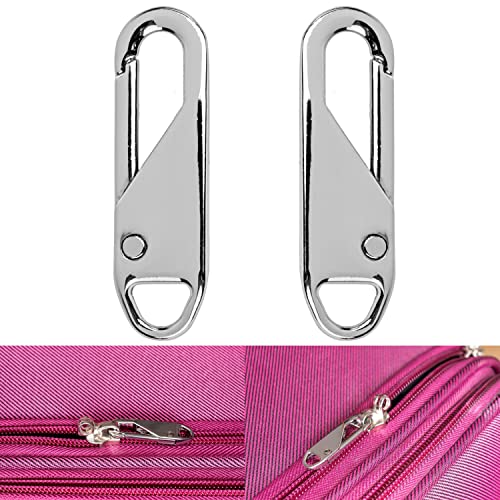 Reißverschluss Anhänger zur Reparatur, 2 Pack, aus Metall, in Silber-Farben, Ersatz Zipper für Reißverschluss, Reißverschluss Schieber für Mantel, Koffer, Jeans, Tasche, Reißverschluss Puller Laschen von Your Day Mate