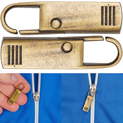 Reißverschluss Anhänger zur Reparatur, 2 Stück, aus Metall, Bronze-farben, Ersatz Zipper für Reissverschluss, RV Schieber für Mantel, Koffer, Jeans, Tasche, Reißverschlussanhänger Puller Laschen Reißverschluss Anhänger zur Reparatur, 2 Stück, aus Metall, Bronze-farben, Ersatz Zipper für Reissverschluss, RV Schieber für Mantel, Koffer, Jeans, Tasche, Reißverschlussanhänger Puller Laschen von Your Day Mate