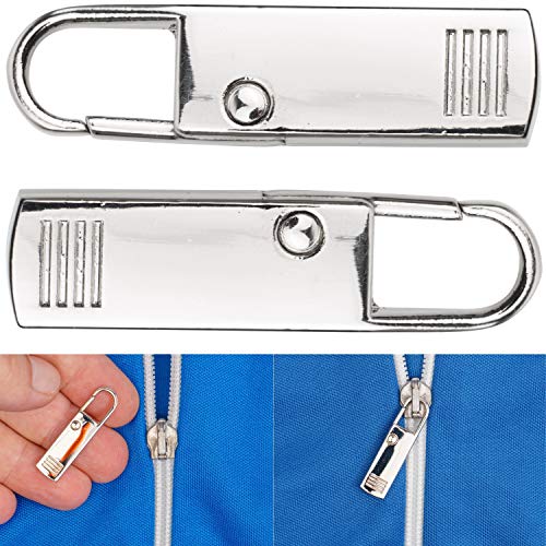 Reißverschluss Anhänger zur Reparatur, 2 Stück, aus Metall, Silber-farben, Ersatz Zipper für Reissverschluss, RV Schieber für Mantel, Koffer, Jeans, Tasche, Reißverschlussanhänger Puller Laschen von Your Day Mate