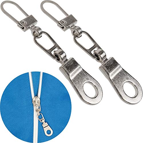 Reißverschluss Anhänger zur Reparatur, 2 Stück, aus Metall, in Grau-Silber, Ersatz Zipper für Reissverschluss, RV Schieber für Mantel, Koffer, Jeans, Tasche, Reißverschlusslaschen Puller Set von Your Day Mate