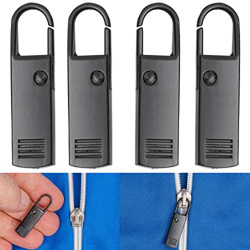 Reißverschluss Anhänger zur Reparatur, 4 Stück, in Schwarz, aus Metall, Ersatz Zipper für Schieberteil, Reissverschluss Schieber für Mantel, Koffer, Jeans, Tasche, RV Verschluss Puller Laschen von Your Day Mate