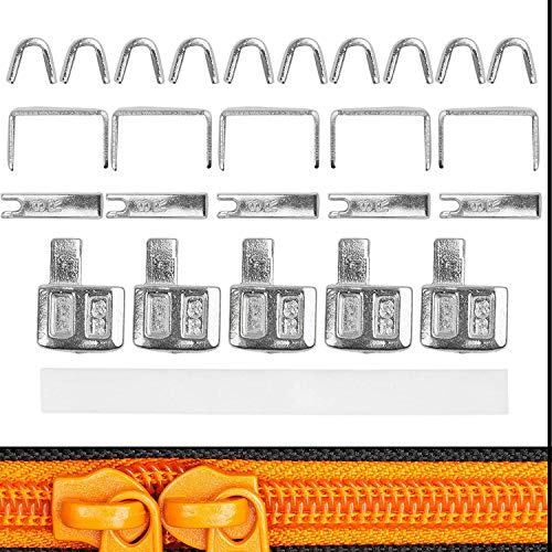 Reißverschluss Reparatur Set, Größe 3, für Reissverschluss Zahnbreite 4-4,6 mm, Endstücke oben + unten, Ersatz Zubehör für Reißverschlüsse mit Nylon Zähnen, RV Stopper für oben + unten, Zip Size #3 von Your Day Mate