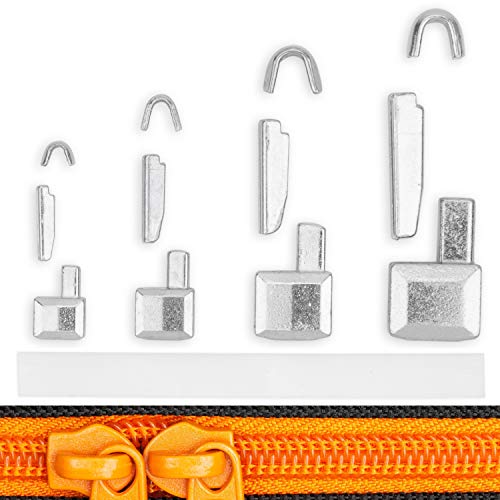 Reißverschluss Reparatur Set, Größe 3 + 5 + 8 + 10, alle RV Größen enthalten, Endstücke oben + unten, Ersatz Zubehör für Reißverschlüsse mit Nylon Zähnen, RV Stopper für oben + unten, Zip Size #3-10 von Your Day Mate