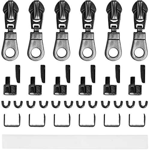 Reißverschluss Reparatur Set, mit Schiebern, für METALL #5 RV Größe, mit 6 x Schieber, Endstück unten, Endteil oben, Anleitung, Ersatz Zubehör für Metallzähne Reissverschlüsse, Stopper Kit Diy Laschen von Your Day Mate