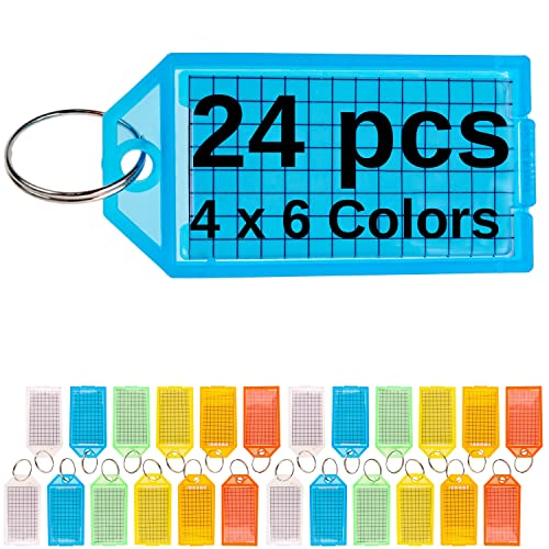 Schlüsselanhänger zum Beschriften, 24 Stück, 6 Farben, mit Schlüsselring, 51 x 20 mm Etiketten-Fenster, Schlüsselschild mit Spaltring, Schlüsselbeschriftung, Schlüsseletiketten, Schlüssel Organisation Schlüsselanhänger zum Beschriften, 24 Stück, 6 Farben, mit Schlüsselring, 51 x 20 mm Etiketten-Fenster, Schlüsselschild mit Spaltring, Schlüsselbeschriftung, Schlüsseletiketten, Schlüssel Organisation von Your Day Mate