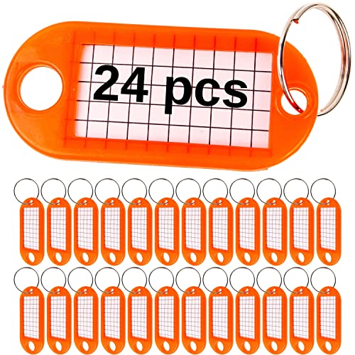Schlüsselanhänger zum Beschriften, 24 Stk, in rot, mit Schlüsselring, 3 x 1,5 cm Etiketten-Fenster, Schlüsselschild mit Spaltring, Schlüsselbeschriftungen, Schlüsseletiketten, Schlüssel Organisation von Your Day Mate