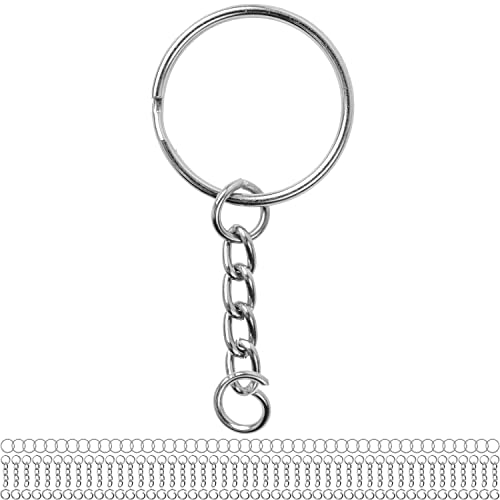 Schlüsselringe mit Gliederkette und Biegering, 48 Pack, in Silber-farben, Ø 25 mm Schlüsselring, 27 mm lange abnehmbare Kette mit offenem Ring, für Schlüsselanhänger, Schmuckherstellung, Basteln, DIY Schlüsselringe mit Gliederkette und Biegering, 48 Pack, in Silber-farben, Ø 25 mm Schlüsselring, 27 mm lange abnehmbare Kette mit offenem Ring, für Schlüsselanhänger, Schmuckherstellung, Basteln, DIY von Your Day Mate