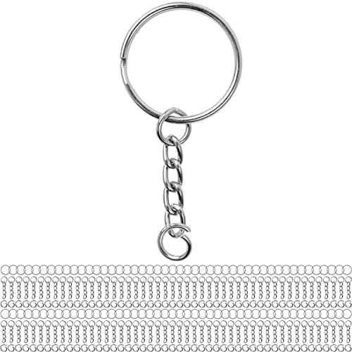 Schlüsselringe mit Gliederkette und Biegering, 96 Pack, in Silber-farben, Ø 25 mm Schlüsselring, 27 mm lange abnehmbare Kette mit offenem Ring, für Schlüsselanhänger, Schmuckherstellung, Basteln, DIY Schlüsselringe mit Gliederkette und Biegering, 96 Pack, in Silber-farben, Ø 25 mm Schlüsselring, 27 mm lange abnehmbare Kette mit offenem Ring, für Schlüsselanhänger, Schmuckherstellung, Basteln, DIY von Your Day Mate