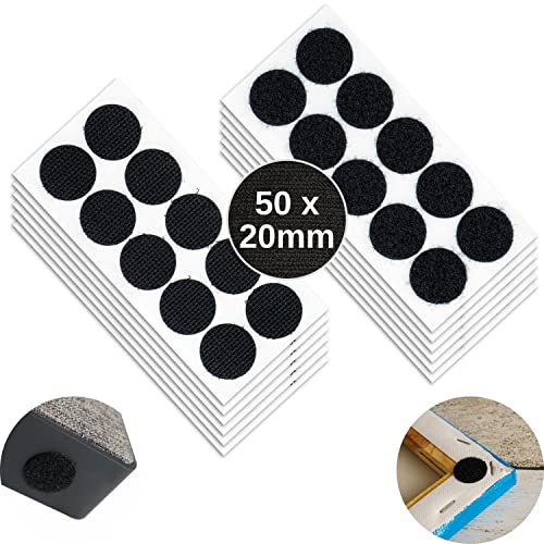 Selbstklebendes Klettband, 50 x Kreispads Flauschband + 50 x Kreispads Hakenband, Ø 20 mm Durchmesser, Klebe-Klettverschluss, doppelseitiges Klebeband mit Klett, Klettstreifen selbstklebend in schwarz von Your Day Mate