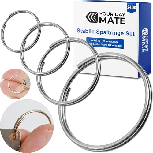 Stabile Spaltringe Set, Ø 10-20 mm aussen, 240 Stück, aus gehärtetem Stahl, in Silber-farben, DIY Schlüsselringe Schlüsselanhänger, Schlüssel Organisation, Ringe basteln, Metall O-Ringe, Ösenringe Stabile Spaltringe Set, Ø 10-20 mm aussen, 240 Stück, aus gehärtetem Stahl, in Silber-farben, DIY Schlüsselringe Schlüsselanhänger, Schlüssel Organisation, Ringe basteln, Metall O-Ringe, Ösenringe von Your Day Mate